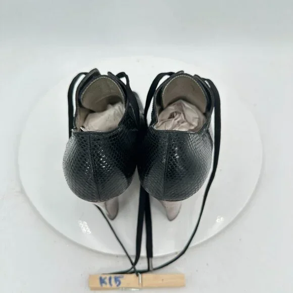 Dolce Gabbana Women Size EU 38.5 US 8.5 Black Snakeskin Leather Block High Heel - Picture 9 of 10